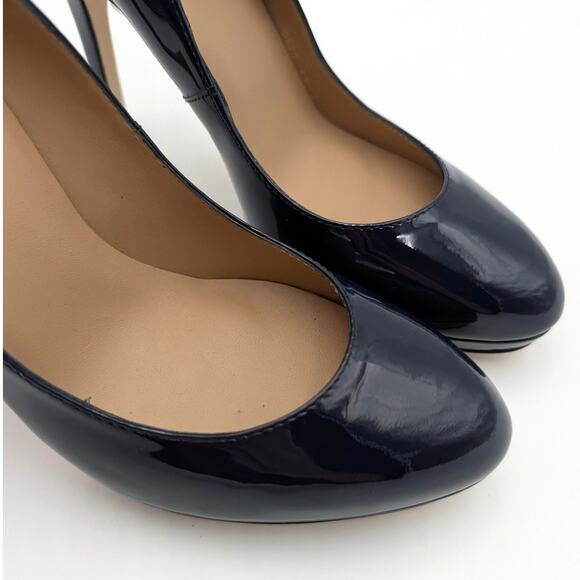 LK Bennett Stila Patent Leather Heel Courts Women's Navy Blue Size US7.5 EU38 - Picture 9 of 10